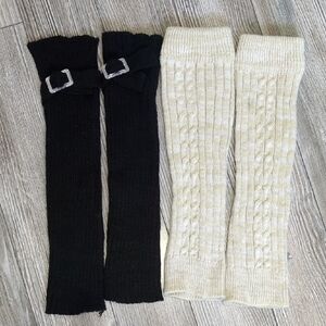 Black and Cream Knit Leg Warmers